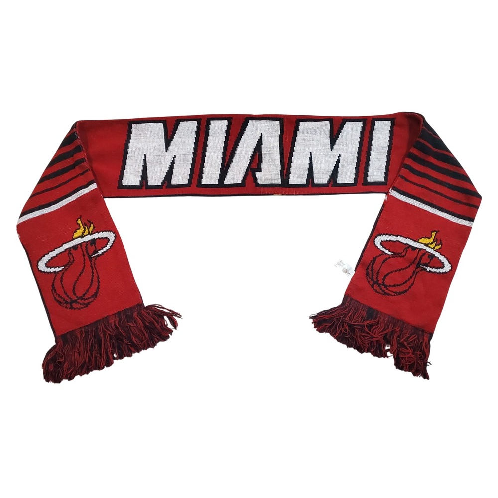 Miami Heat NBA Forever Collectibles Reversible Knit Scarf Red Black White Fringe